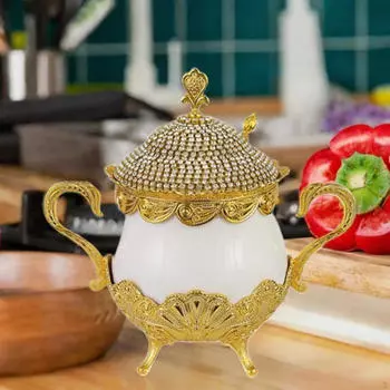 Банка для приправ с крышкой и ложкой, для хранения сахара в домашних условиях ceramic