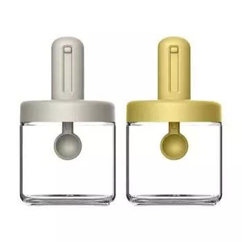 Банка для приправ, стеклянная бутылка для специй, большая емкость, прозрачный корпус, телескопическая ложка, крышка, герметичная, влагостойкая, бытовая кухонная коробка для хранения соли белый