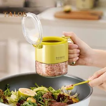 Банка для приправ, стеклянная герметичная бутылка для специй, органайзер с крышкой с кнопкой, влагонепроницаемые пустые контейнеры для специй для кухни белый