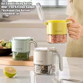 Банка для приправ, стеклянная герметичная бутылка для специй, органайзер с кнопкой, крышка, влагонепроницаемая, пустая жёлтый