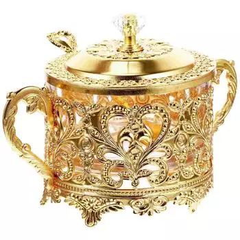 Банка для сахара, миска для конфет, контейнер для хранения приправ, солонка, винтажная коробка для приправ, золотое декоративное блюдо, крышка для перца, ложка для чая золотистый
