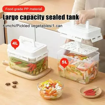 Банка для солений 4/5 л, герметичный контейнер для брожения солений, переносной контейнер для хранения корнишонов, квашеной капусты, оливок и кимчи