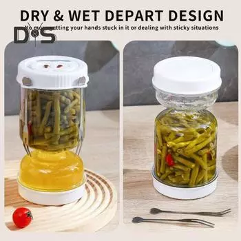 Банка для солений и оливок, пищевая, без BPA, большая емкость, герметичная, органайзер для хранения банок с разделителем для солений и герметичным уплотнением A