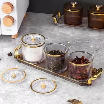 Банка для соли с приправами, герметичная акриловая влагостойкая коробка для приправ, кухонная крышка для банки с приправами, полка для устройства белый