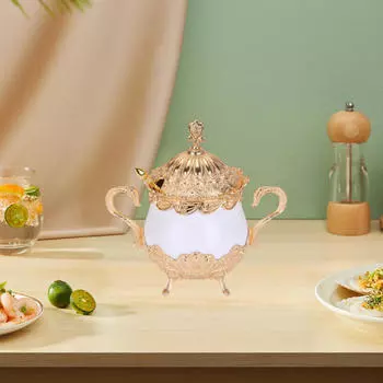 Банка для специй, золотая банка для хранения с крышкой и ручкой, коробка для приправ, сахарница для свадьбы,