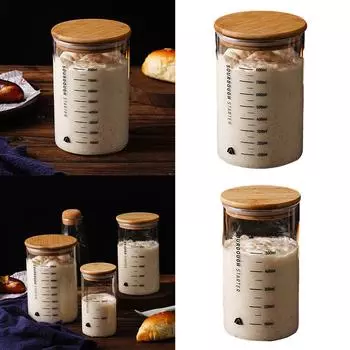 Банка для закваски, прозрачный стеклянный контейнер с широким горлом и крышкой, практичная банка для ферментации, принадлежности для выпечки закваски A