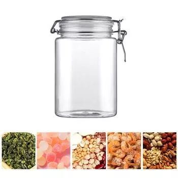 Банка с квадратным зажимом 1250 мл, прозрачная, органайзер для кухни, конфет, печенья, контейнеры с герметичной крышкой