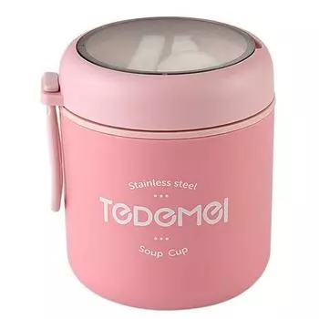 Банка с вакуумной изоляцией, 530 мл, нержавеющая сталь 304, со складной ложкой, герметичная, термостойкая для обеда, супа, молока кофейный