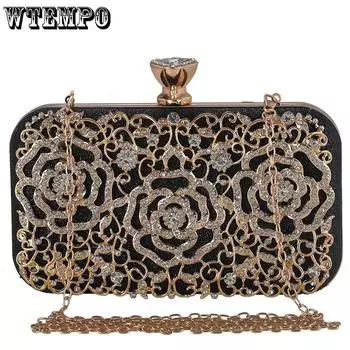 Банкетная сумочка Европейская и американская женская сумка с бриллиантовой сумкой для ужина Универсальная вечерняя сумка для платья серебряный