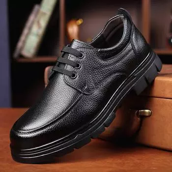 Банкетные туфли в британском стиле Мужские кожаные повседневные туфли Толстая подошва Износостойкие Универсальные мужские деловые туфли для интервью 38