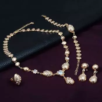 Банкетный цветок, подвеска в виде капли воды, ожерелье, браслет, кольцо, серьги, набор