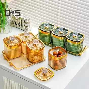 Банки для хранения с герметичной крышкой, пищевые, без BPA, прозрачные, герметичные банки для орехов и специй, контейнеры для хранения продуктов 3Grids белый