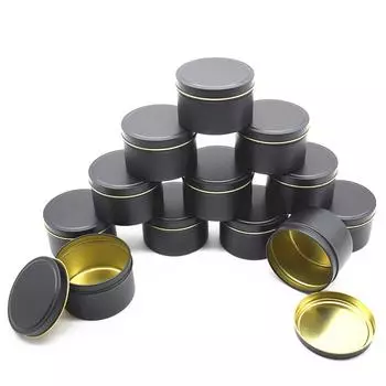 Банки для свечей с крышкой, круглый контейнер для свечей, пустая коробка для хранения чёрный