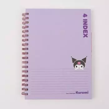 Банкнота Sanrio с символами, 4 деления, на одной кольцевой подкладке ИНДЕКС ПРИМЕЧАНИЕ (приблизительно. 120 листов), Фиолетовый Куроми