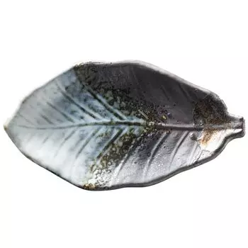 Banko ware Japanese tableware Hoba long small plate White gold color 18852