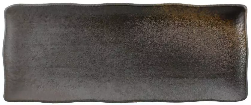 Banko Ware Sanma Plate, Long Square Plate, Long Plate, Amber, Made in Japan 14920