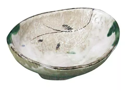 Banko ware Tsuta Oribe No. 4 boat-shaped small bowl 10451