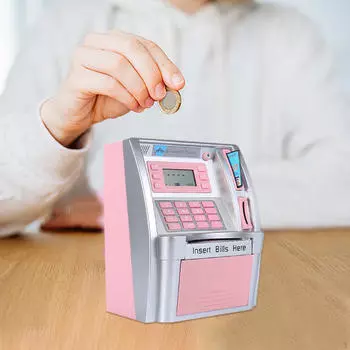Банкомат Копилка Электронная Копилка для Сбережений Денег Развивающие Игрушки для Мальчиков Девочек pink argent