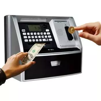 Банкомат-копилка, пароль, копилка, электронная детская копилка, голосовая копилка, игрушка, лучший подарок на день рождения, Рождество, для мальчиков и девочек серебряный