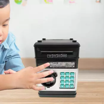 Банкомат Копилка Развивающая Игрушка Раннее Обучение Автоматический Денежный Прокрутка Электронный для Возрастов чёрный