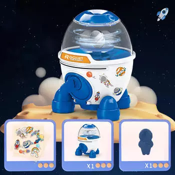Банкомат-копилка Rocket Piggy Bank с милым ключом для детей, мальчиков и девочек розовый