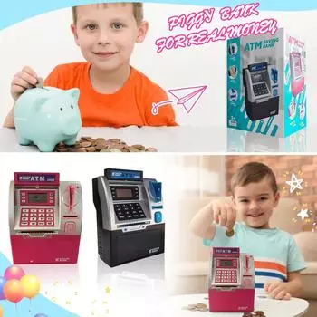 Банкомат-симуляция, цифровой электронный сберегательный сейф One Size розовый