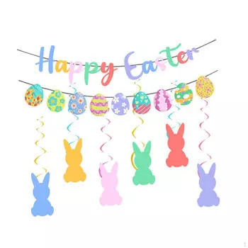-Баннер, баннер с пасхальным кроликом, красочные декоративные подвесные украшения для школьного фестиваля, вечеринки, Style A