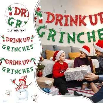 Баннер Drink Up, блестящие рождественские украшения, баннеры, зимние праздничные гирлянды, реквизит для фотографий, баннер для вечеринок, украшения дома One Size