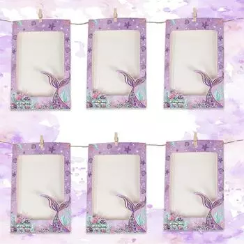 Баннер-гирлянда с изображением русалки, 6-дюймовая бумажная фоторамка, баннер на день рождения для первой девочки, украшение на день рождения в виде русалки