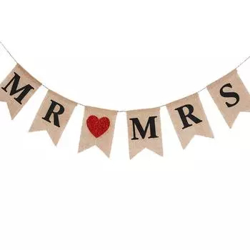 Баннер из мешковины, подвесные флаги для вечеринки, свадьбы, предложения руки и сердца, украшения