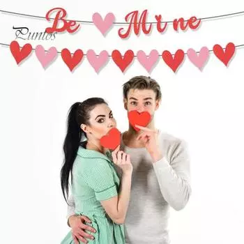Баннер на День святого Валентина, романтический Be Mine, баннер в форме сердца, привлекательный подвесной флаг для украшения вечеринки красный