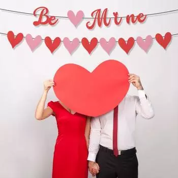 Баннер на День святого Валентина, романтический Be Mine, баннер в форме сердца, привлекательный подвесной флаг для украшения вечеринки красный