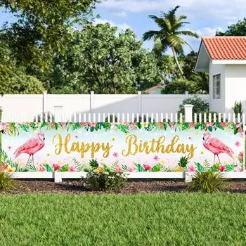 Баннер с фламингом Happy Hawaii Birthday Party Decor For Home Flamingo Birthday Party Decoration Hawaii Flamingo Birthday Decor
