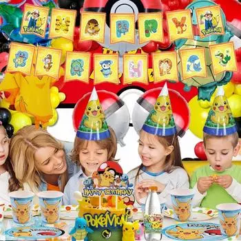 Баннер с покемонами на день рождения, украшение для вечеринки, флаг Пикачу, баннер для детского душа, подарки для мальчиков, товары для декора вечеринки Other