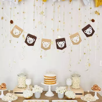 Баннерная строка с изображением медведя, подвесной фон для детской комнаты, окна, спальни, вечеринки, празднования, стены