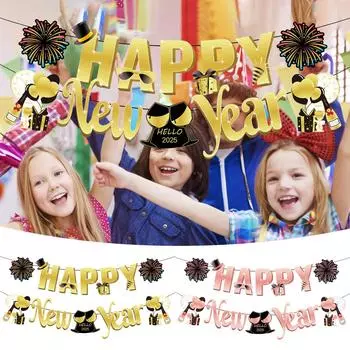 Баннеры на Новый год и в канун Нового года, праздничные украшения, подвесные украшения One Size золотой