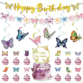 Баннеры с весенними бабочками, подвесные вечеринки для принадлежностей на день рождения