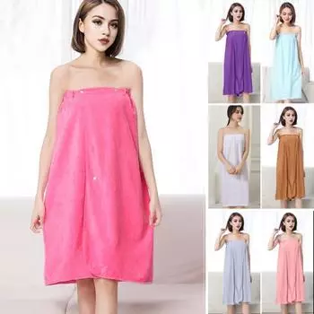 Банное платье из микрофибры Быстро впитывающее Быстросохнущее Нескользящее Регулируемый бюст Без рукавов Застежка на кнопки Свободный фиолетовый