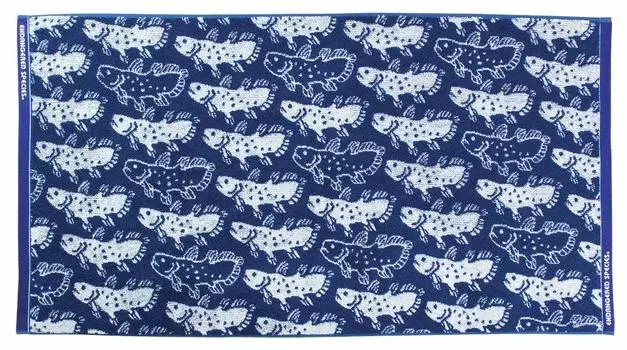 Банное полотенце Colorata Coelacanth 120 x 60 см с изображением рыб, живых ископаемых, сделано в Японии, впитывающее воду большое полотенце, подарочное полотенце для лица, рождественский подарок (приблизительно. / тёмно-синий