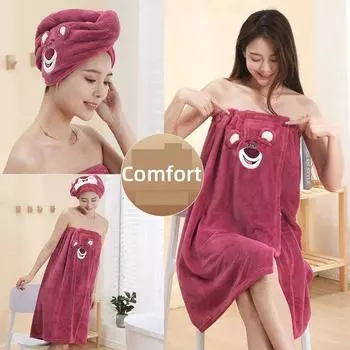 Банное полотенце для милого женского домашнего использования, впитывающее и быстросохнущее, пригодное для носки, завернутый халат, завернутое полотенце, комплект юбок для ванны из двух частей. Bath skirt+Christmas hat