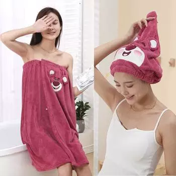 Банное полотенце для милого женского домашнего использования, впитывающее и быстросохнущее, удобное для носки, завернутый халат, завернутое полотенце, комплект из двух частей юбки для ванны Bath skirt+Christmas hat