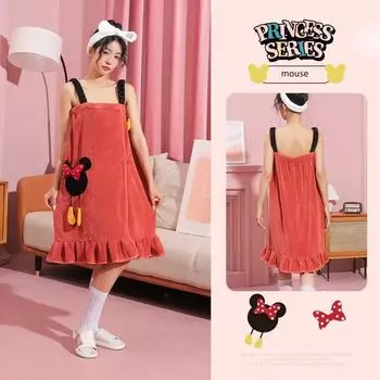 Банное полотенце для взрослых, домашнее полотенце, можно обернуть коралловым бархатом, халат с вышивкой, впитывающий, быстросохнущий, бюстье, прекрасная банная юбка для женщин duckling