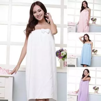 Банное полотенце из микрофибры с бантиком и регулируемой застежкой-лентой, эластичное банное полотенце-бандо в стиле обертывания груди розовый