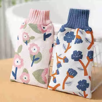 Банное полотенце Мягкий скраб для тела Губка Pad Симпатичный Печатный скруббер для ванны Рукавица для душа Спа Кожа Чистые инструменты Перчатки для ванны