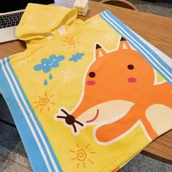 Банное полотенце, приятное для кожи, детское пляжное полотенце из неувядаемого полиэстера с капюшоном 4