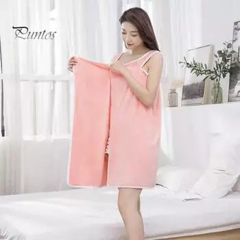 Банное полотенце, регулируемая застежка на пуговицы, мягкий коралловый флис, водопоглощающий халат унисекс, карманный халат, халат для душа, спа-халат, без рукавов M темно-синий