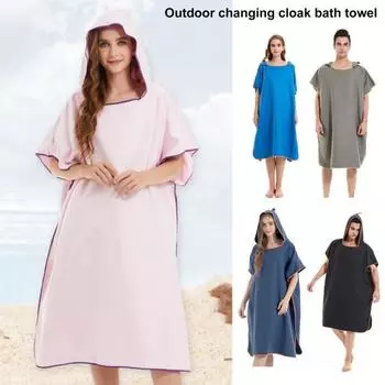 Банное полотенце с капюшоном из микрофибры, быстросохнущее водопоглощающее двустороннее мягкое халат для взрослых, халат для душа, пляжная одежда для плавания, сменная одежда для серфинга, пончо, плащ