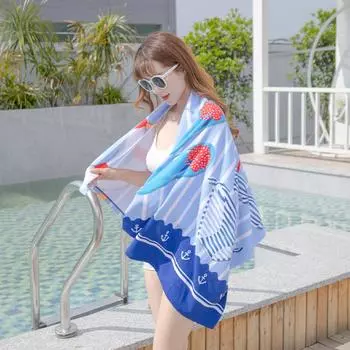 Банное полотенце с мультяшным рисунком, впитывающее и быстросохнущее, пляжное полотенце для купающихся пар, полотенце с активным принтом, полотенце для плавания 150*70cm