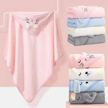 Банное полотенце, супер мягкое, с мультяшным дизайном, впитывающее, удобное на ощупь, детское банное полотенце с капюшоном, банный халат, пеленание серый