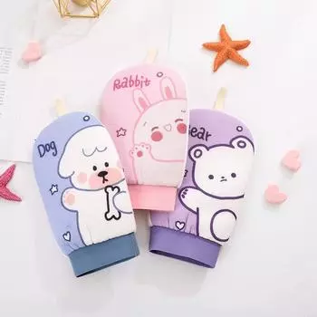 Банное полотенце только для женщин, сильное растирание спины, фантастические отшелушивающие аксессуары, не повреждающие кожу, домашние мультяшные милые банные перчатки синий